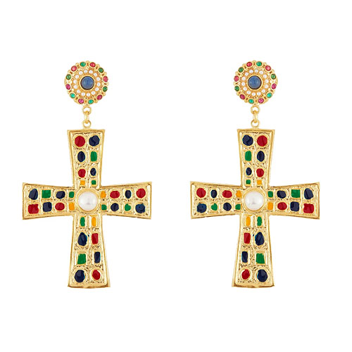 Gemstone religious earrings