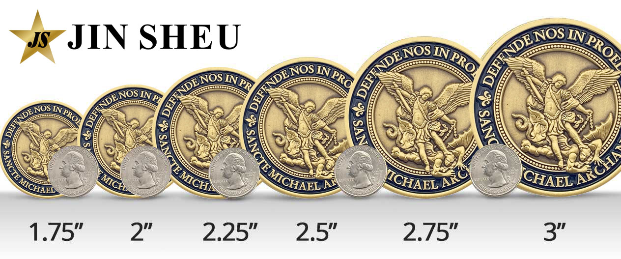 standard challenge coin sizes