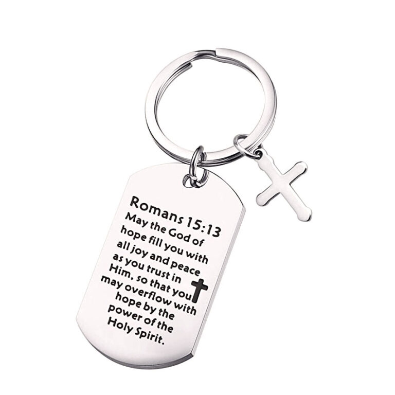 Promotional Religious Keychains Metal Keyrings Custom Logo