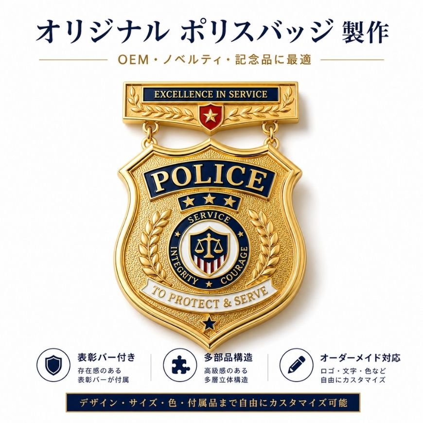 オリジナル ポリスバッジ 製作｜OEM警察バッジ・金属徽章メーカー
