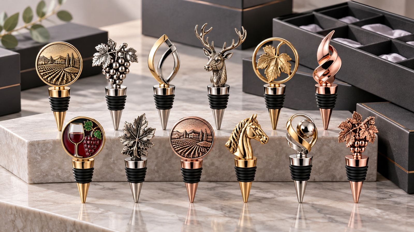 Custom Zinc Alloy Wine Bottle Stoppers Wholesale Collection