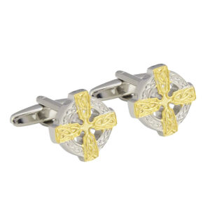 two tone plated color cross cufflink
