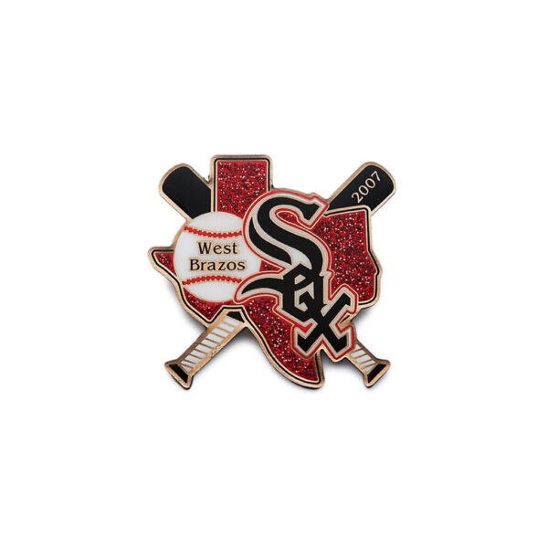 glitter baseball team logo lapel pins
