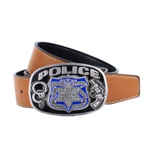 custom enamel police leather belt buckle