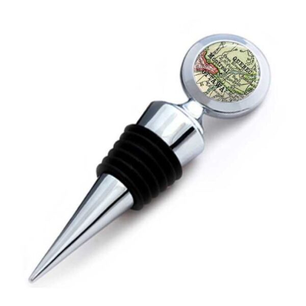 round top map designed wine stopper