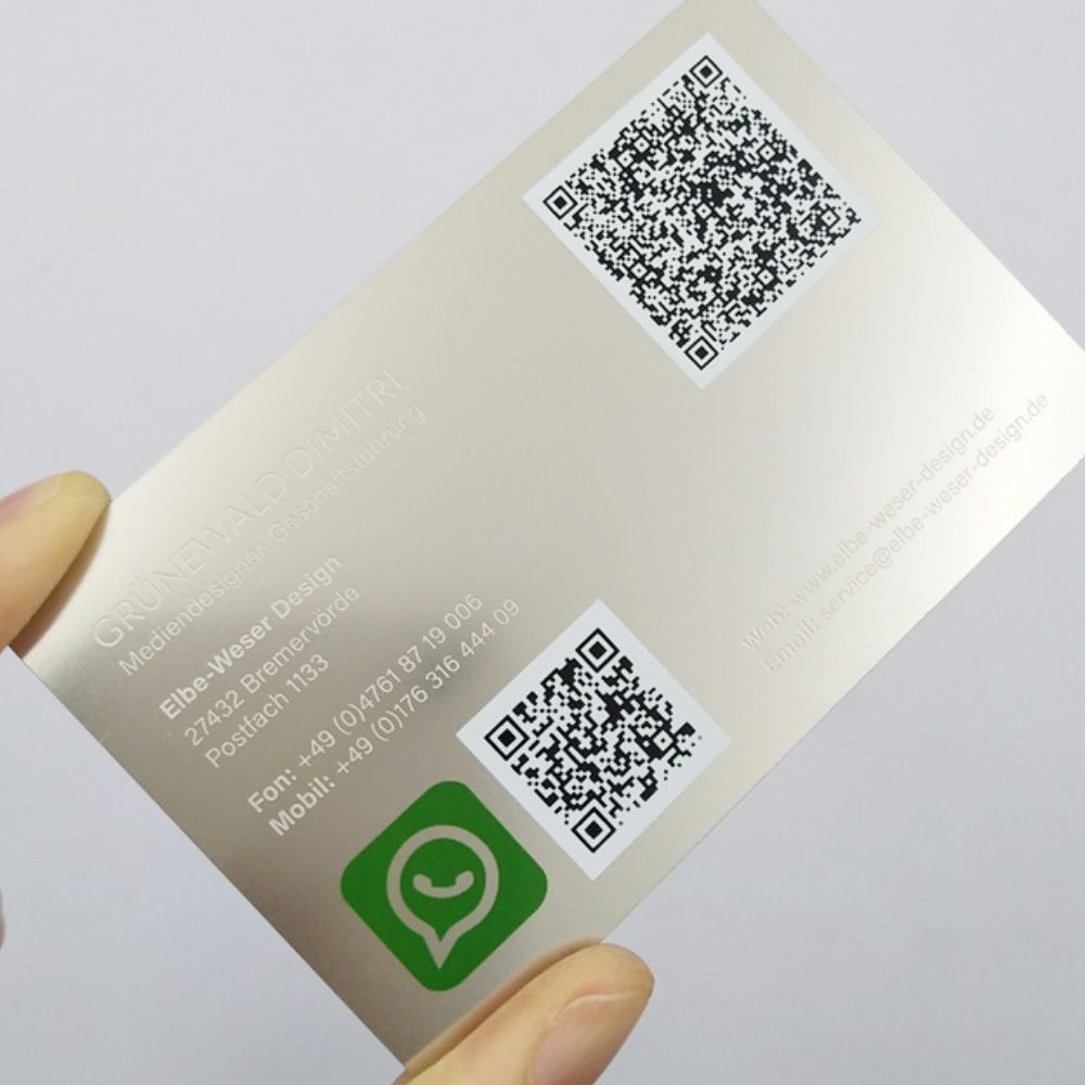 personalized silkscreen printed metal card with QR code