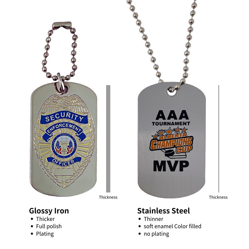 Stainless Steel Round Edge Engraved Soldier Dog Tag