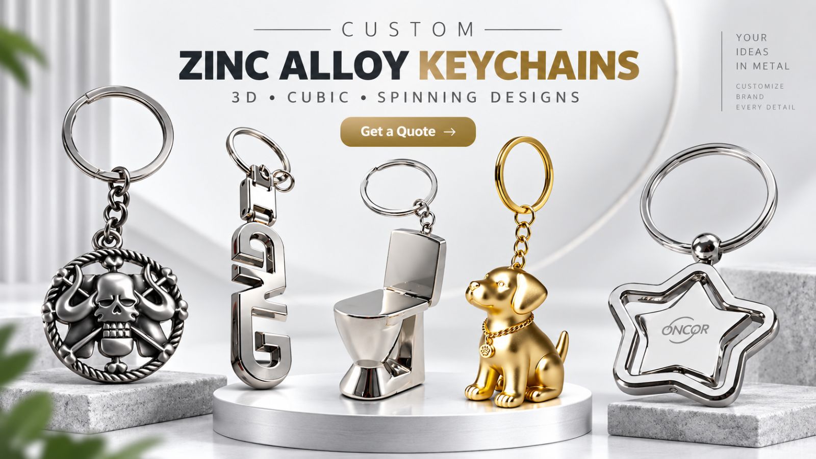 Custom 3D Cubic and Spinning Zinc Alloy Keychains Supplier