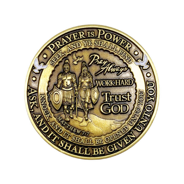 custom religious coin gold finishing without color