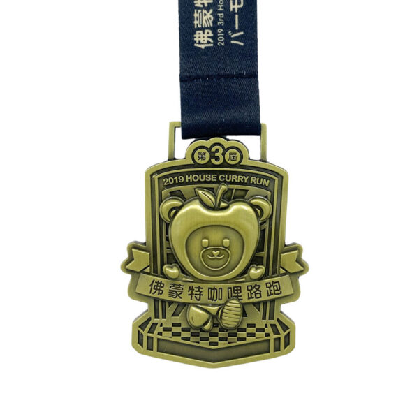 custom antique brass marathon medal