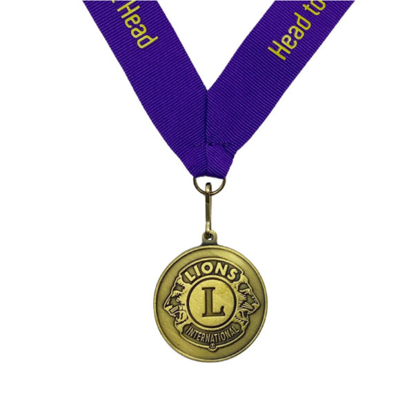 custom logo lions club brass award medal