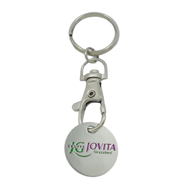 promotional custom branded logo trolley coin keychain