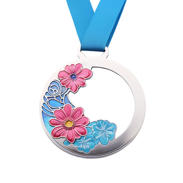 zinc alloy medal custom logo flower uv printed