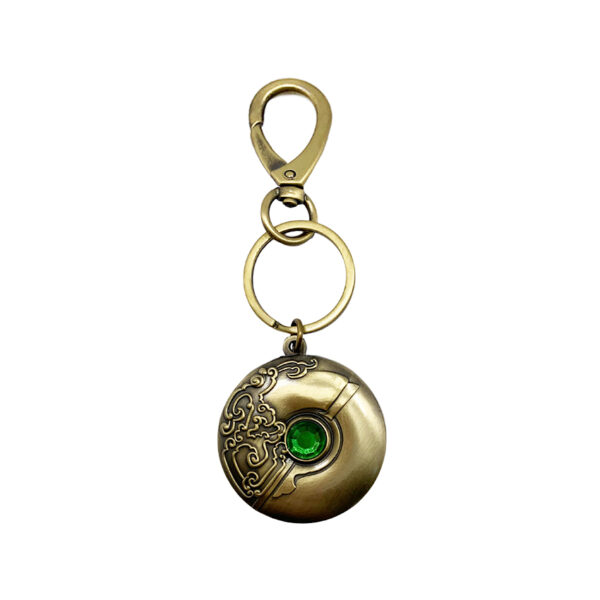 custom keychain with green gemstone