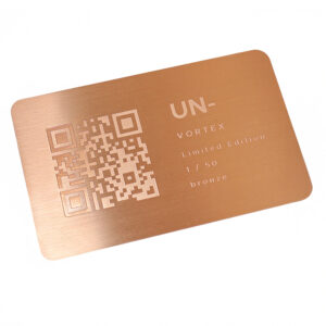 brass metal card brand logo qr code etched