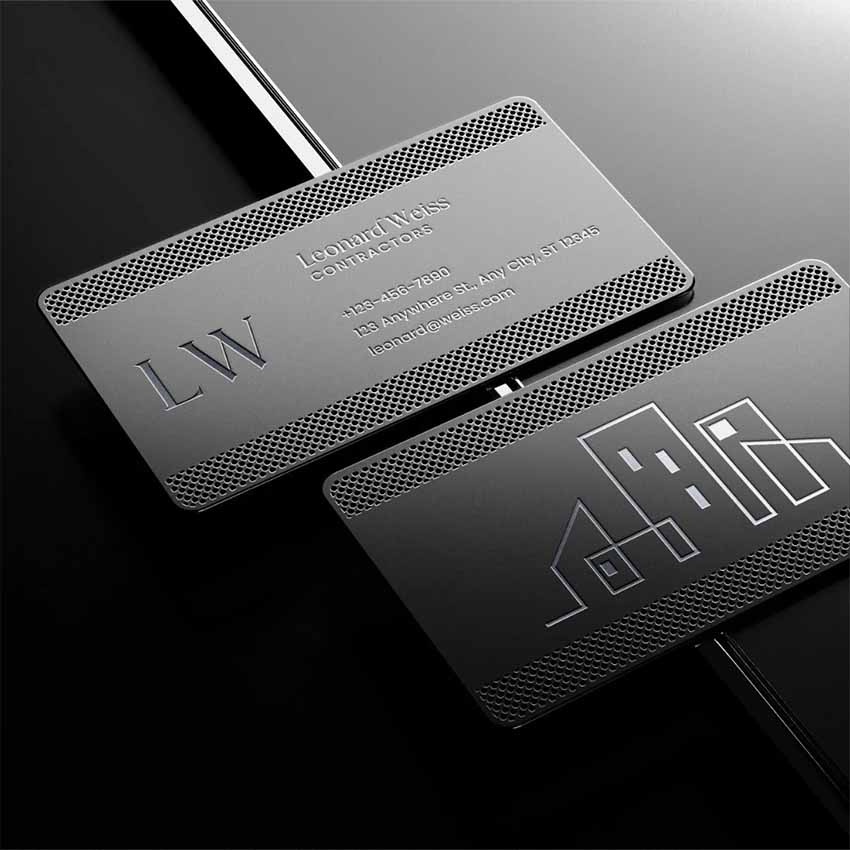 metal business card black finishing cut out design