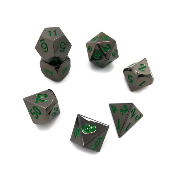custom rpg dice metal enamel black green color