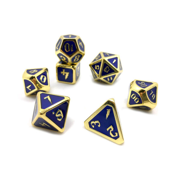 custom d and d dice blue and gold enamel plating