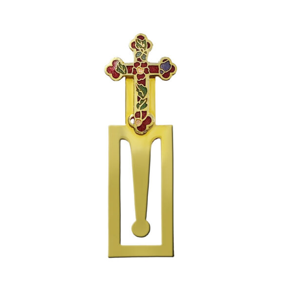 custom Christian cross metal bookmark