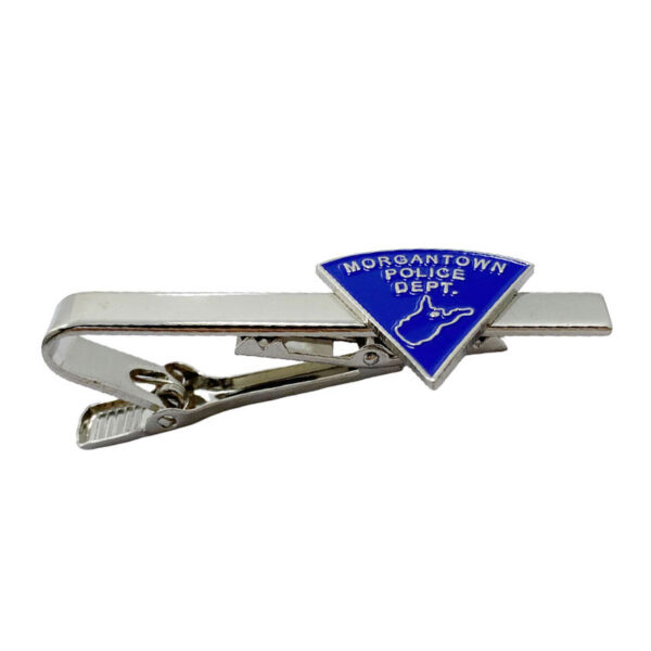 custom silver plated tie bar with logo emblem