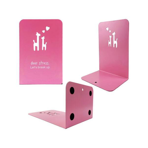 giraffe laser cutting hollow design pink bookend