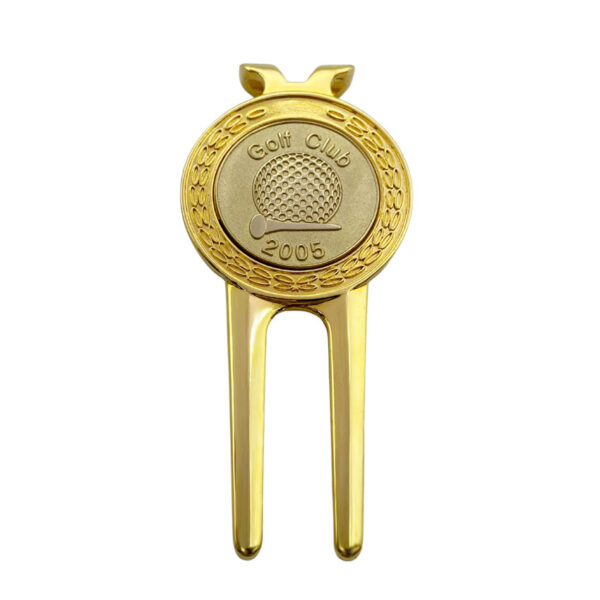 custom gold plated ball marker and divot tool