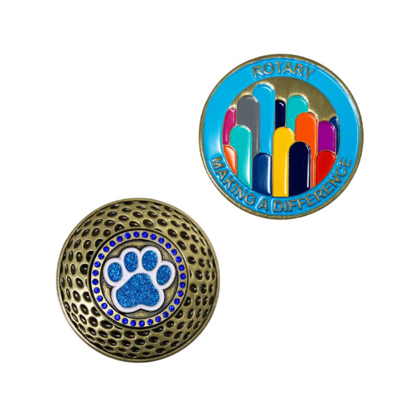 imitation gold finishing with glitter golf marker coin