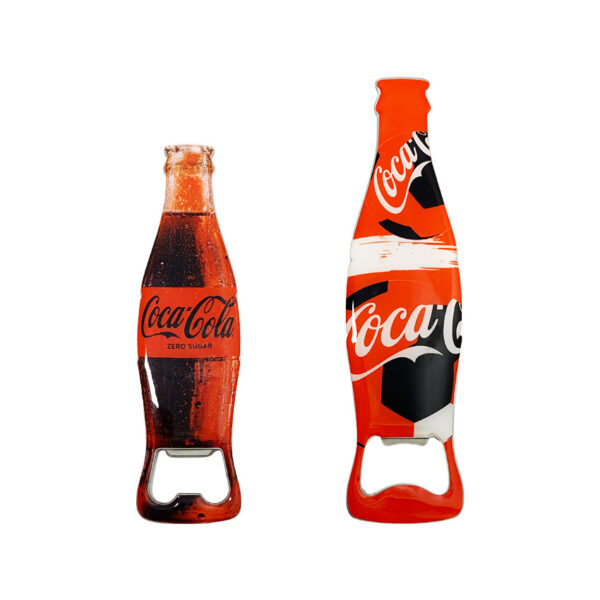 coke shape custom logo CMYK printing with epoxy bottle opener