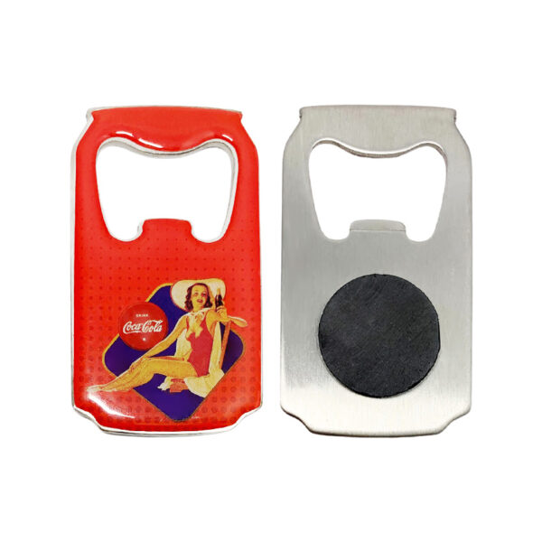 can shape bottle opener with epoxy covering and magnet