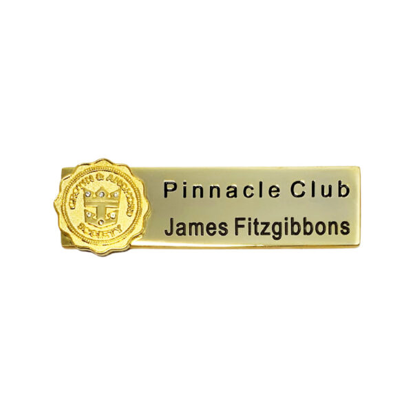 club reception custom metal name plate gold finishing