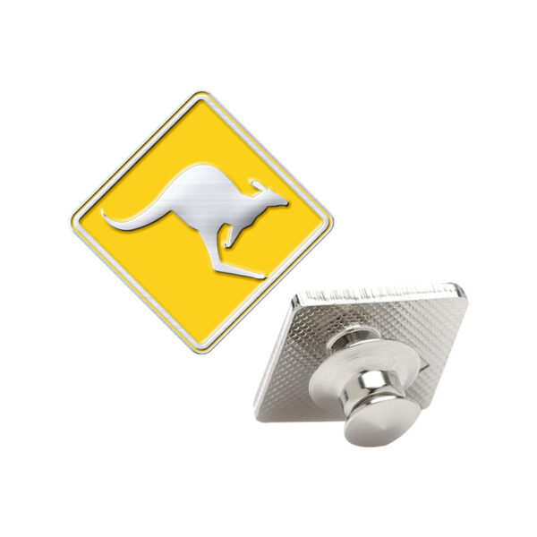 kangaroo caution road sign lapel pin
