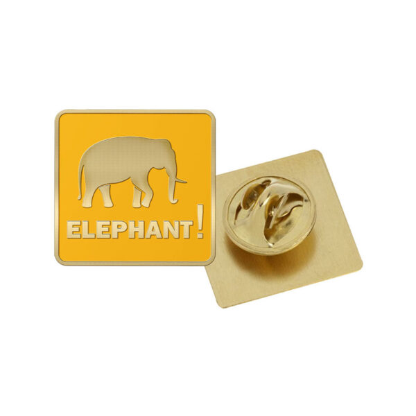 elephant enamel street sign lapel pin yellow