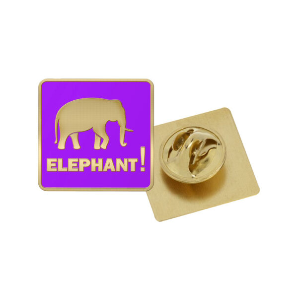 custom road sign elephant logo lapel pin