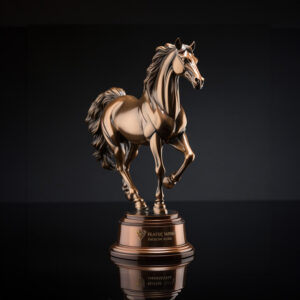 custom logo 3D horse trophy copper finishting