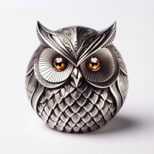 delicate paperweight wisdom owl design with gemstone embedded