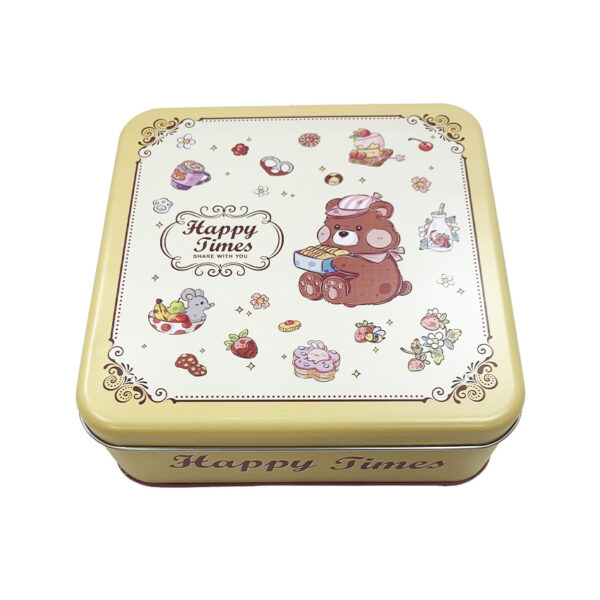 cute bear sweets logo custom tin box uv printing