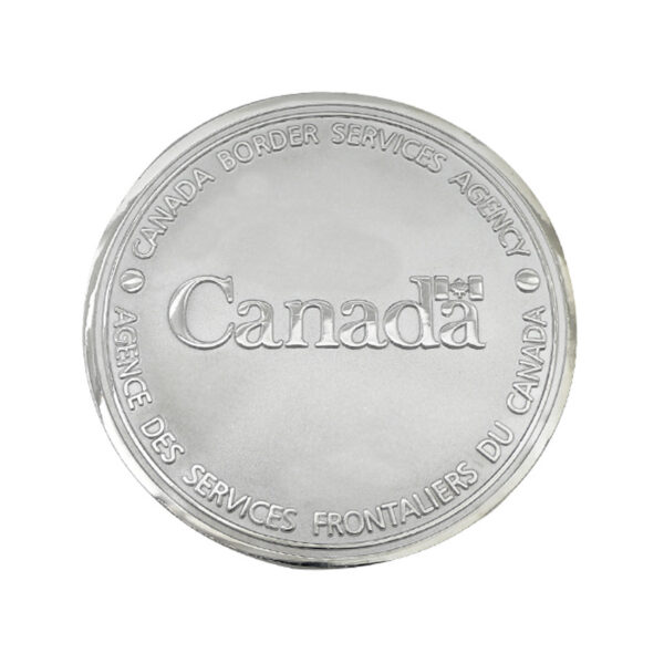 925 custom silver round embossed logo for Canada business