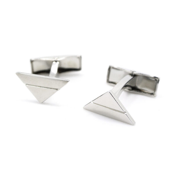 triangle design custom logo engraved silver cufflinks