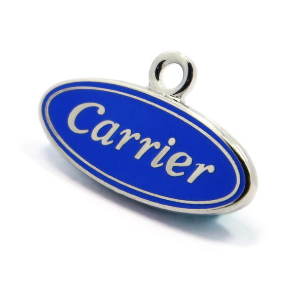 custom carrier logo silver charm with blur enamel