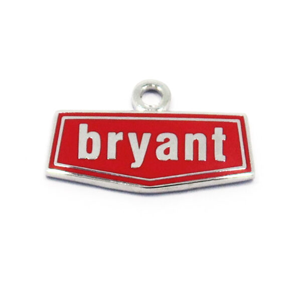 silver pendant bespoke Bryant logo red enamel