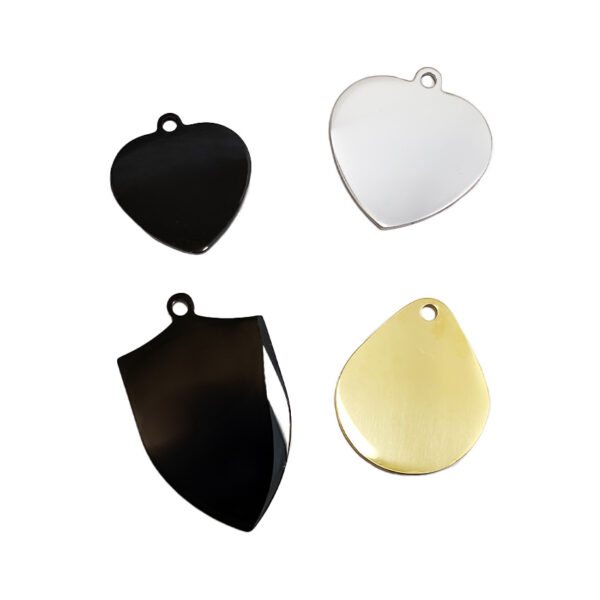 stainless steel dog tag heart shield water drop logo