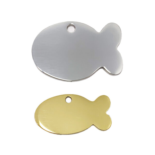 fish shape pet tag blank silver gold finishing