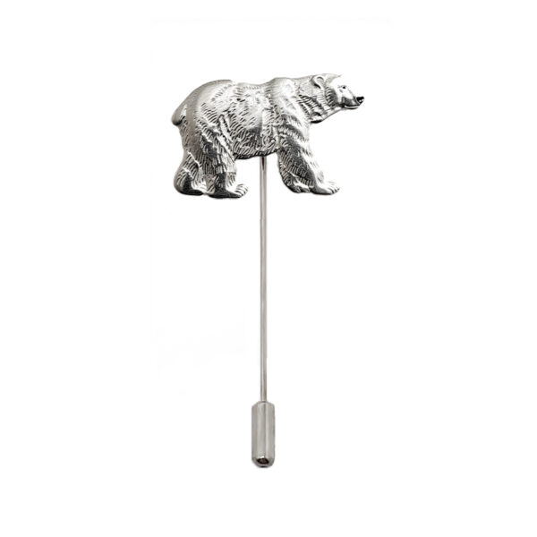 custom sterling silver stick pin polar bear 3D