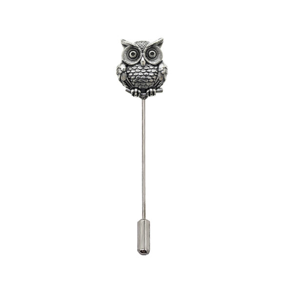custom owl design 3D silver stick pin