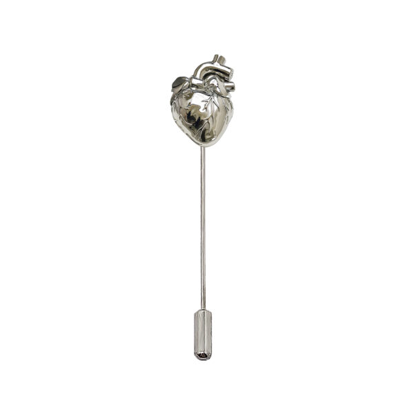 silver stick pin custom 3D heart logo