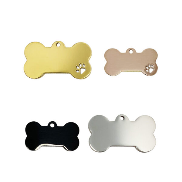 stainless steel name tags for dogs bone shape in gold rose gold blank and silver