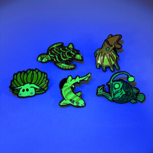 deep sea fish logo pins with glow in the dark effect