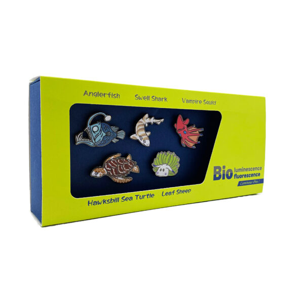 deep sea fish glow in the dark pins with custom package box
