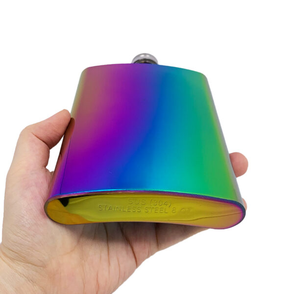 square hip flask stainless steel 8oz rainbow finishing