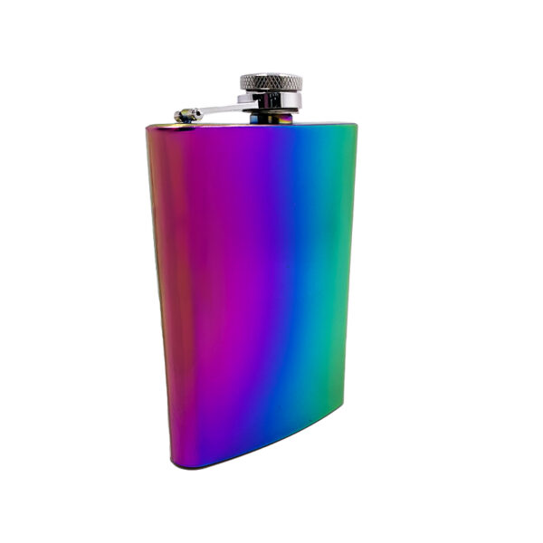 square hip flask stainless steel 8oz rainbow finishing